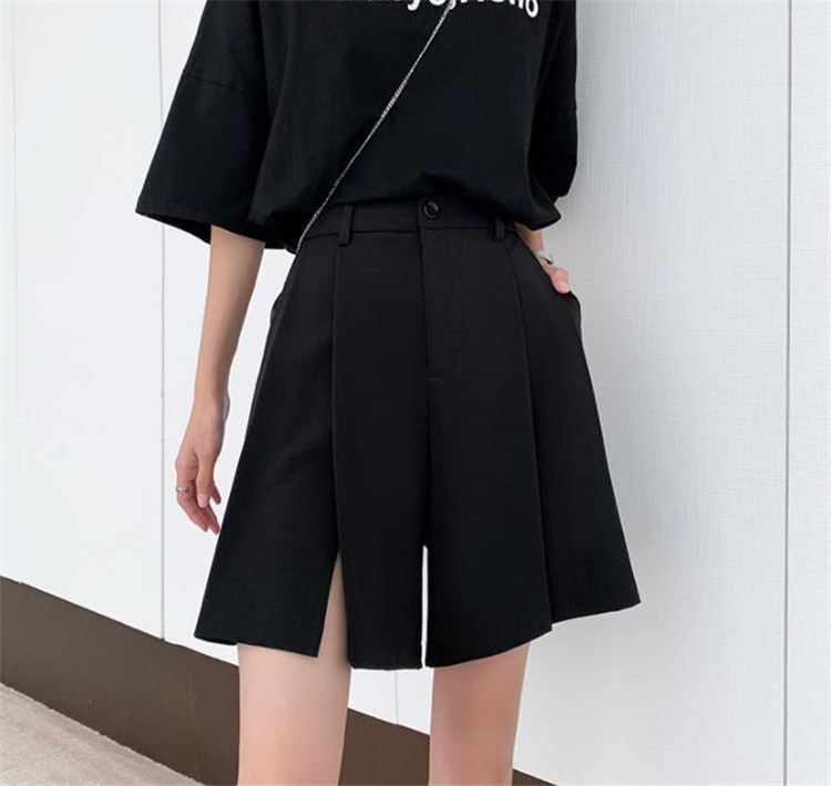パンツセットアップ ハイウエストワイドショートパンツ ゆったり五分丈