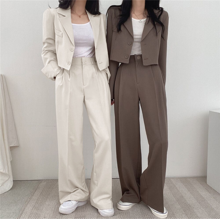 パンツセットアップ 上品シルエット ワイドパンツセット