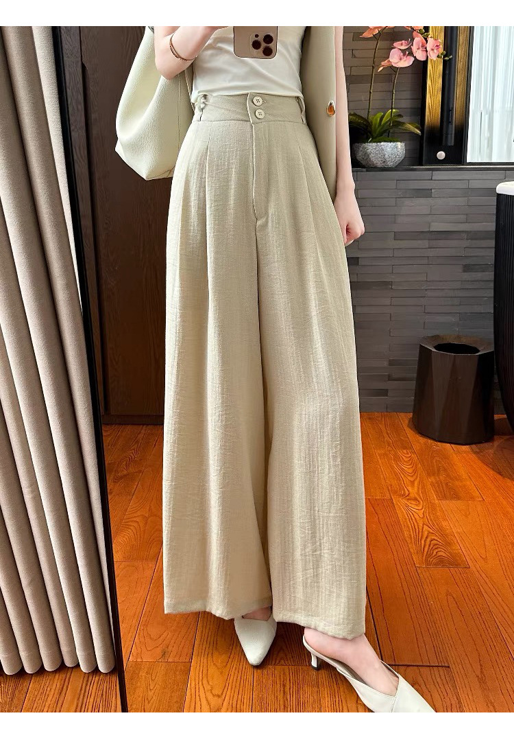 パンツセットアップ リネン風ワイドベストパンツセット