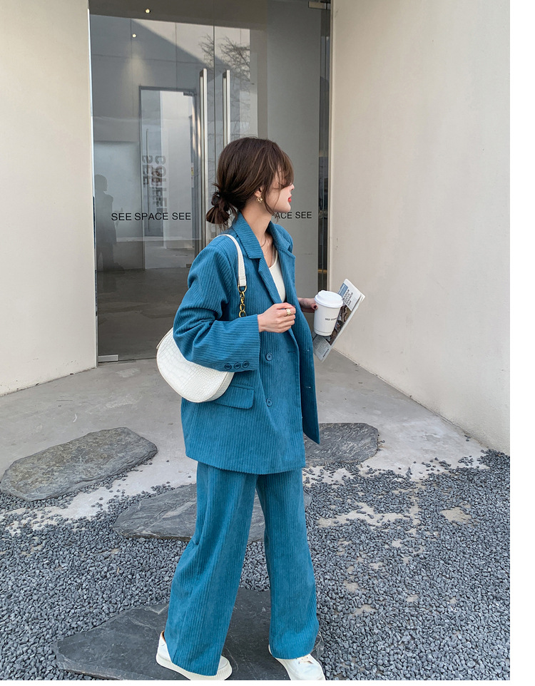 パンツセットアップ コーデュロイワイドパンツセットアップ