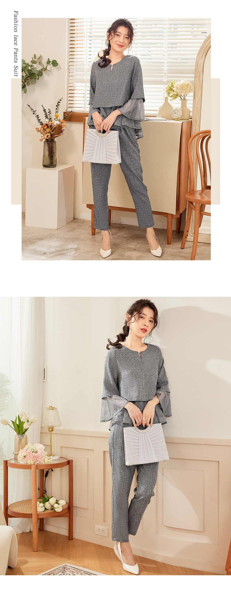 パンツセットアップ 新作女性用フォーマルパンツ組み合わせ上品結婚式入学式卒業式二着組