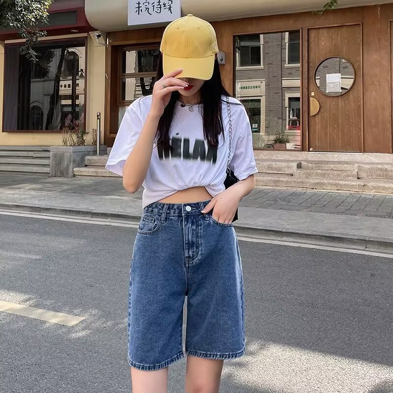 パンツセットアップ こなれ感デニムハーフパンツセットアップ
