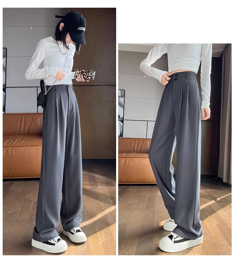 パンツセットアップ ハイウエストタックワイドパンツ