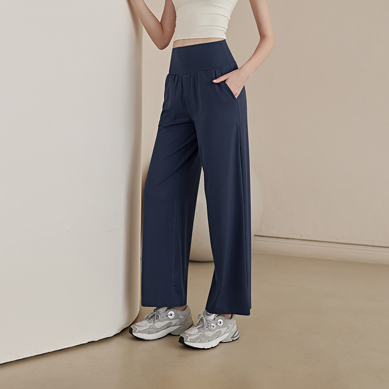 パンツセットアップ ハイウエストストレッチワイドパンツ