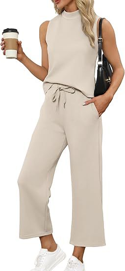 パンツセットアップ ノースリーブ リラックスワイドパンツセット