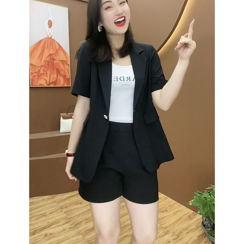 パンツセットアップ ゆったり半袖ジャケットショートパンツセット