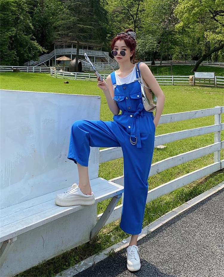 パンツセットアップ サスペンダー付きワイドオーバーオール カジュアル多機能パンツ