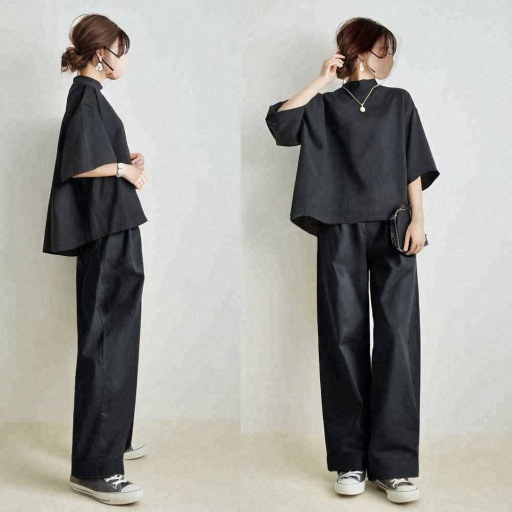 パンツセットアップ ゆったりフレアトップスワイドパンツセット
