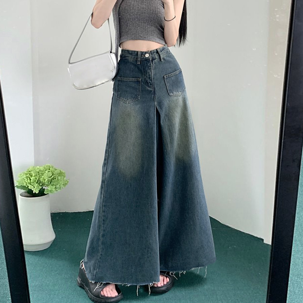パンツセットアップ ワイドデニム 韓国風レディース フレアパンツ
