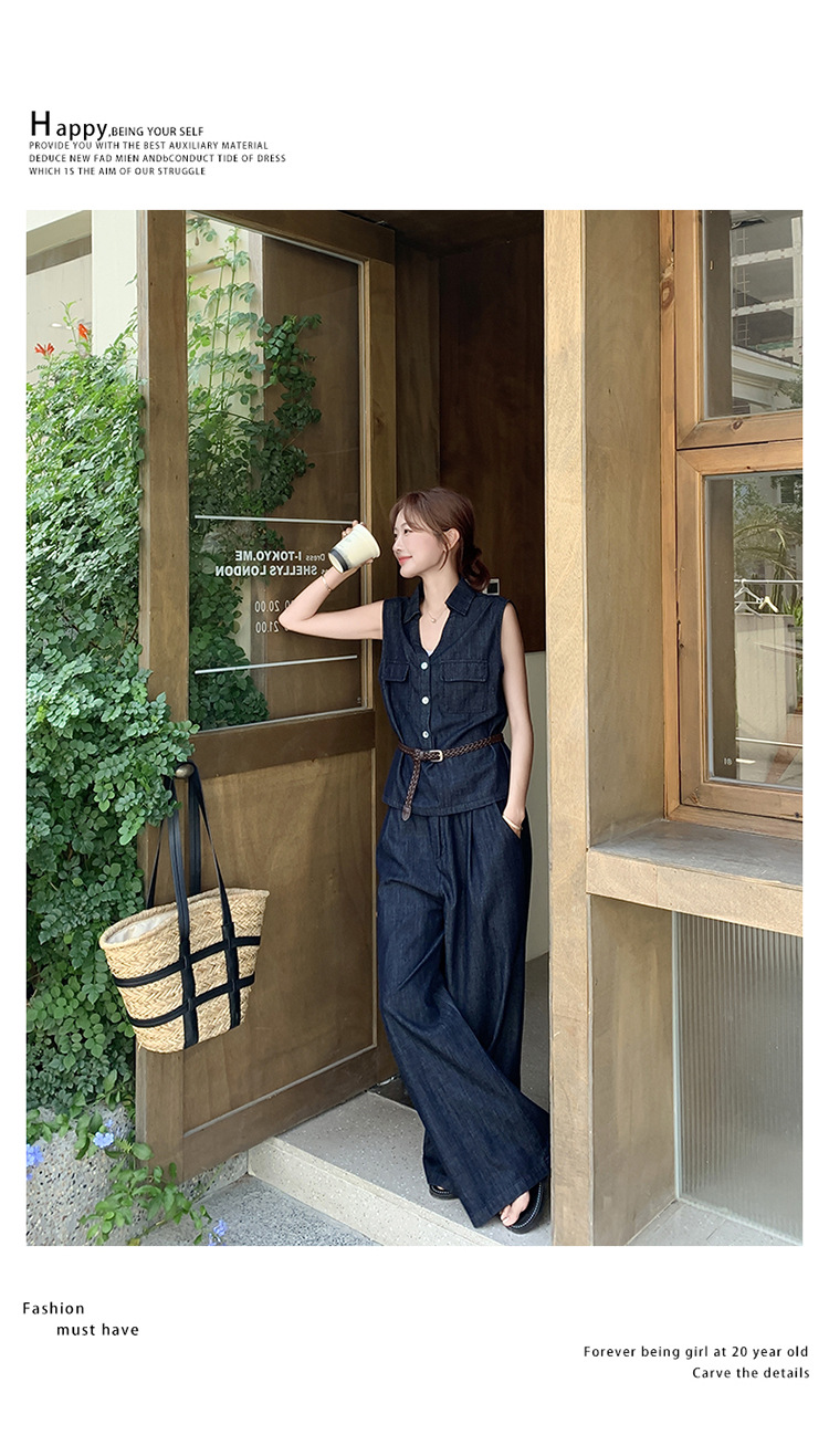 パンツセットアップ ノースリーブ リラックスワイドパンツセット