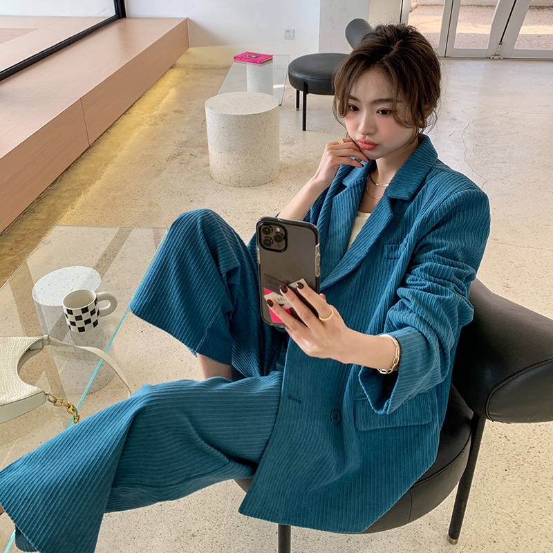 パンツセットアップ コーデュロイワイドパンツセットアップ