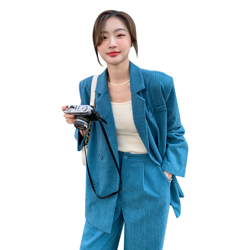 パンツセットアップ コーデュロイワイドパンツセットアップ