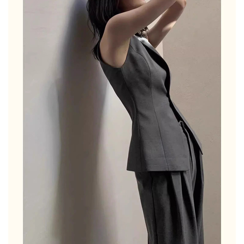 パンツセットアップ ノースリーブ袖なしワイドパンツセット