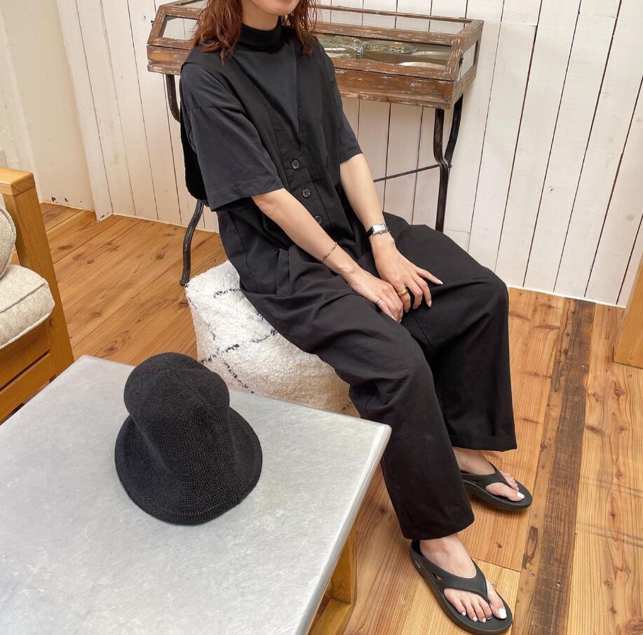パンツセットアップ サロペット ワイド オールインワン ブイネック 体型カバー ゆったり レディース