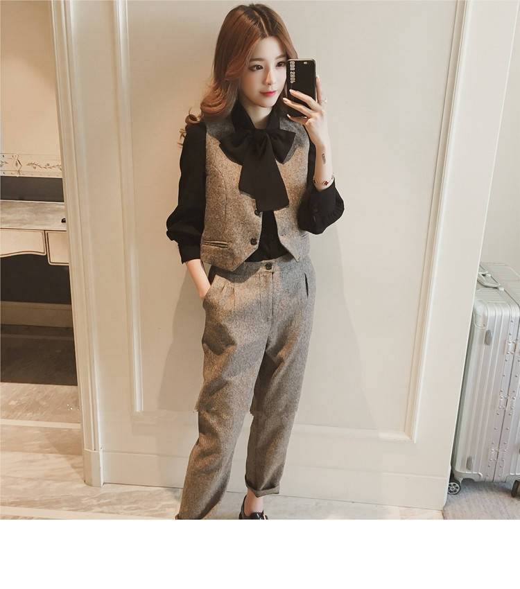 パンツセットアップ 優雅リボンベスト パンツスーツ
