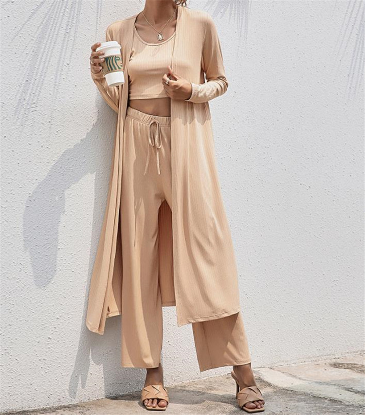 ゆったりワイドパンツセットアップ三点セット