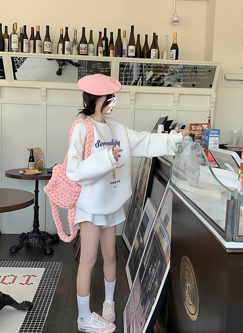 パンツセットアップ 秋冬新作 かわいい文字プリント 長袖トレーナー ショートパンツ上下セット