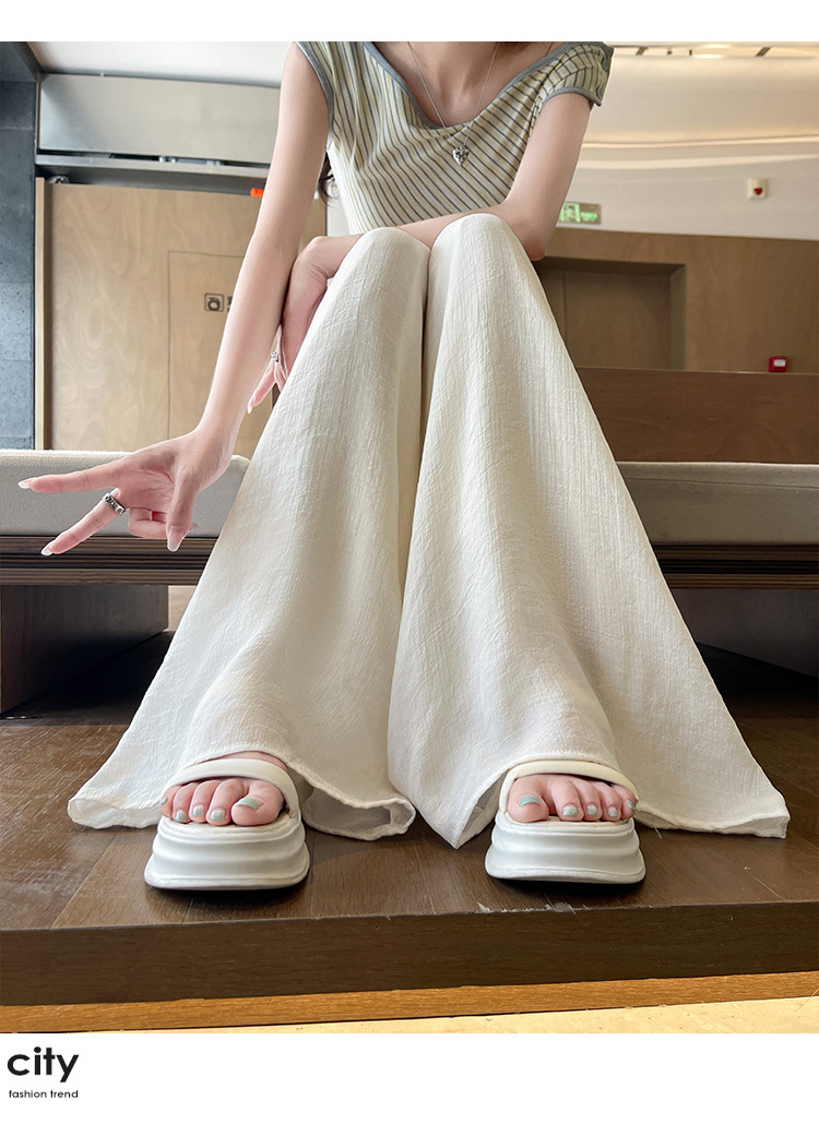 パンツセットアップ ライン入りドレープワイドパンツ