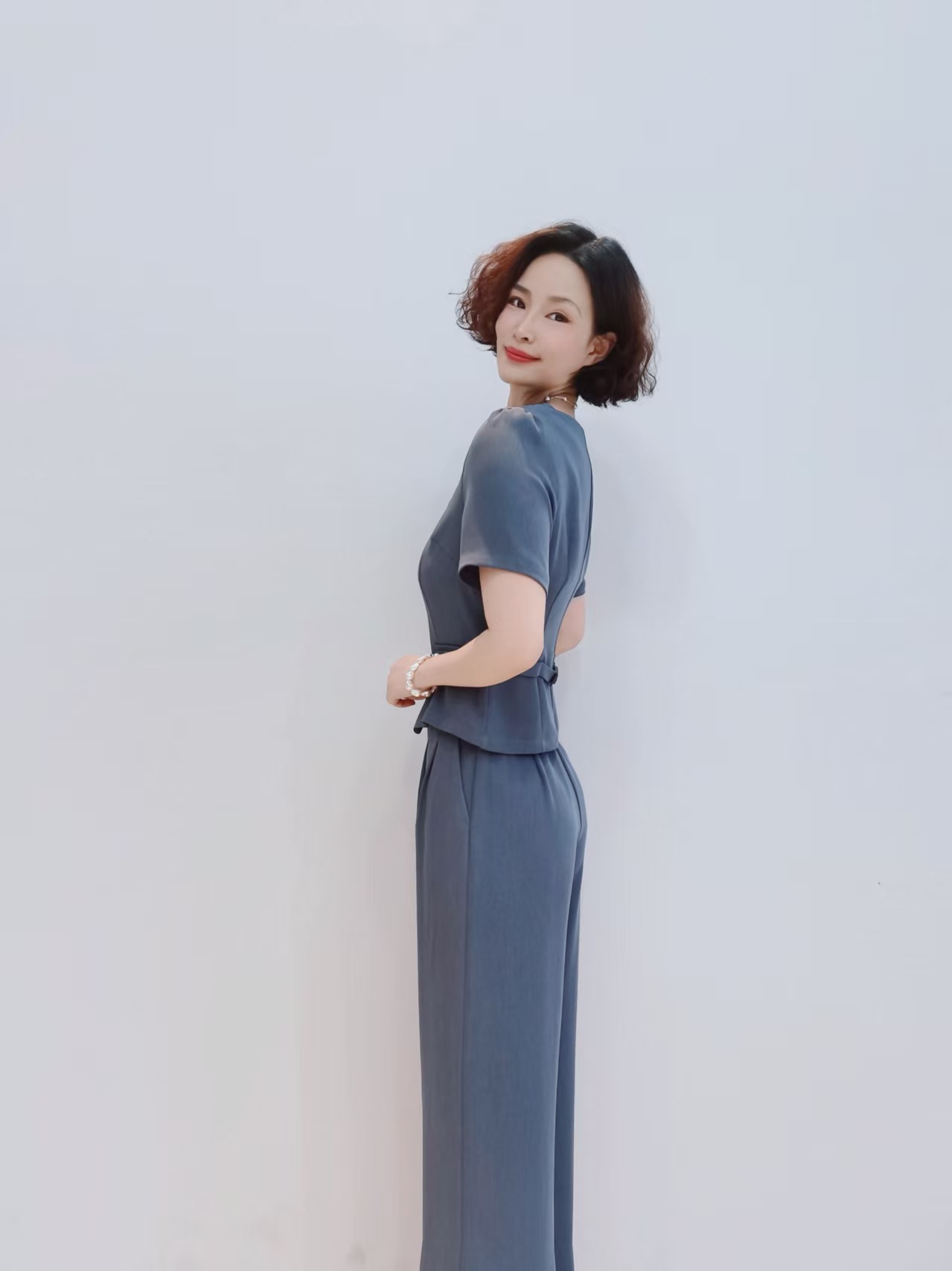 パンツセットアップ 上品半袖ベストワイドパンツセット