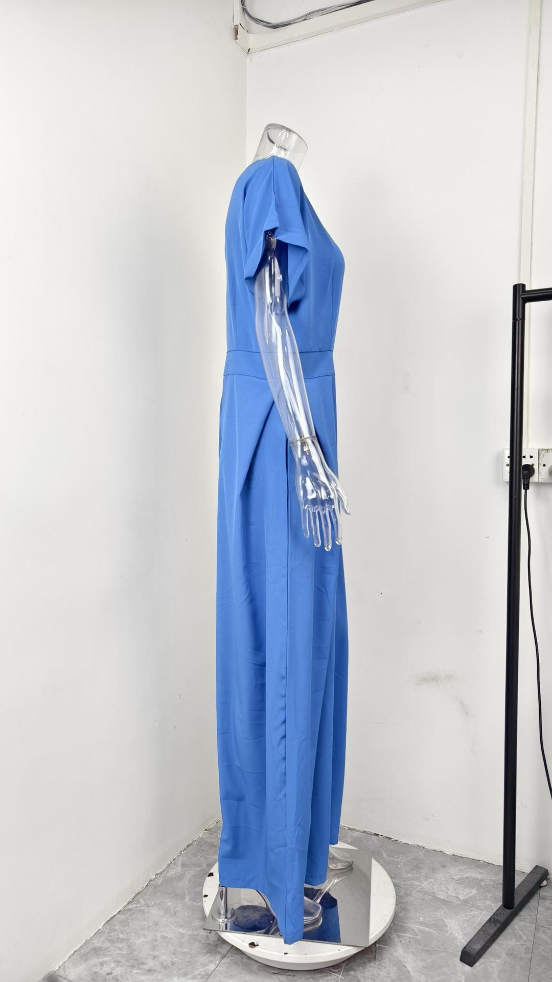 パンツセットアップ 優雅スキッパーワイドパンツセット