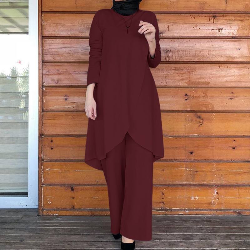 パンツセットアップ アシンメトリー裾チュニックパンツセット