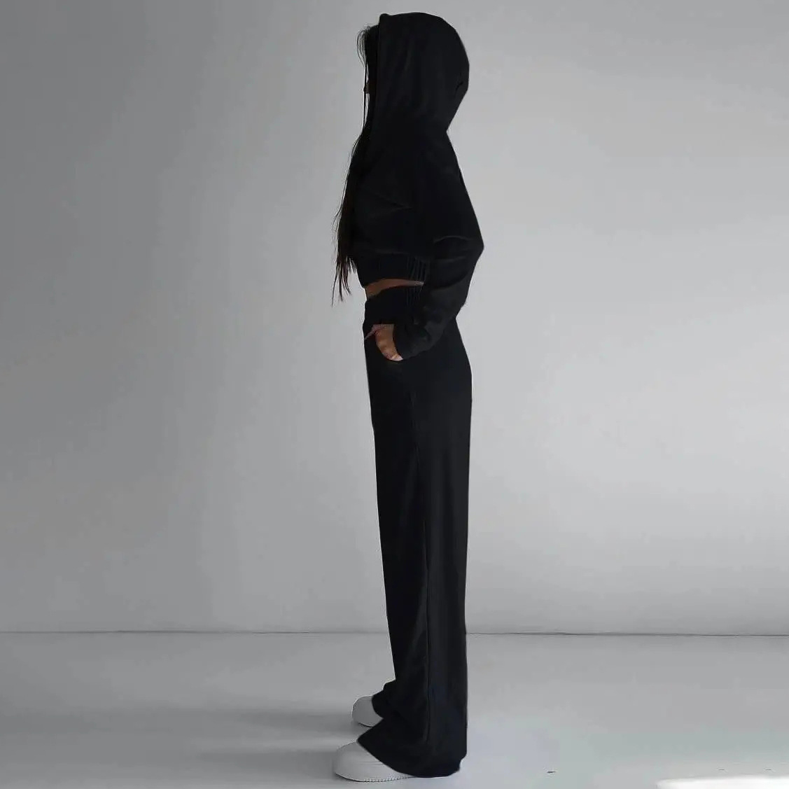 パンツセットアップ 光沢感ゆったりパンツセットアップ