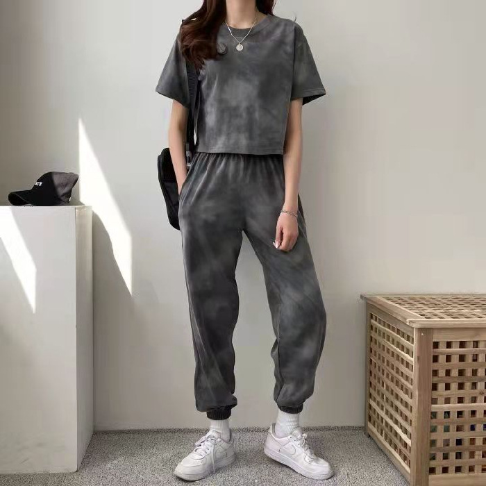 パンツセットアップ もやもや染め風ワイドセットアップ