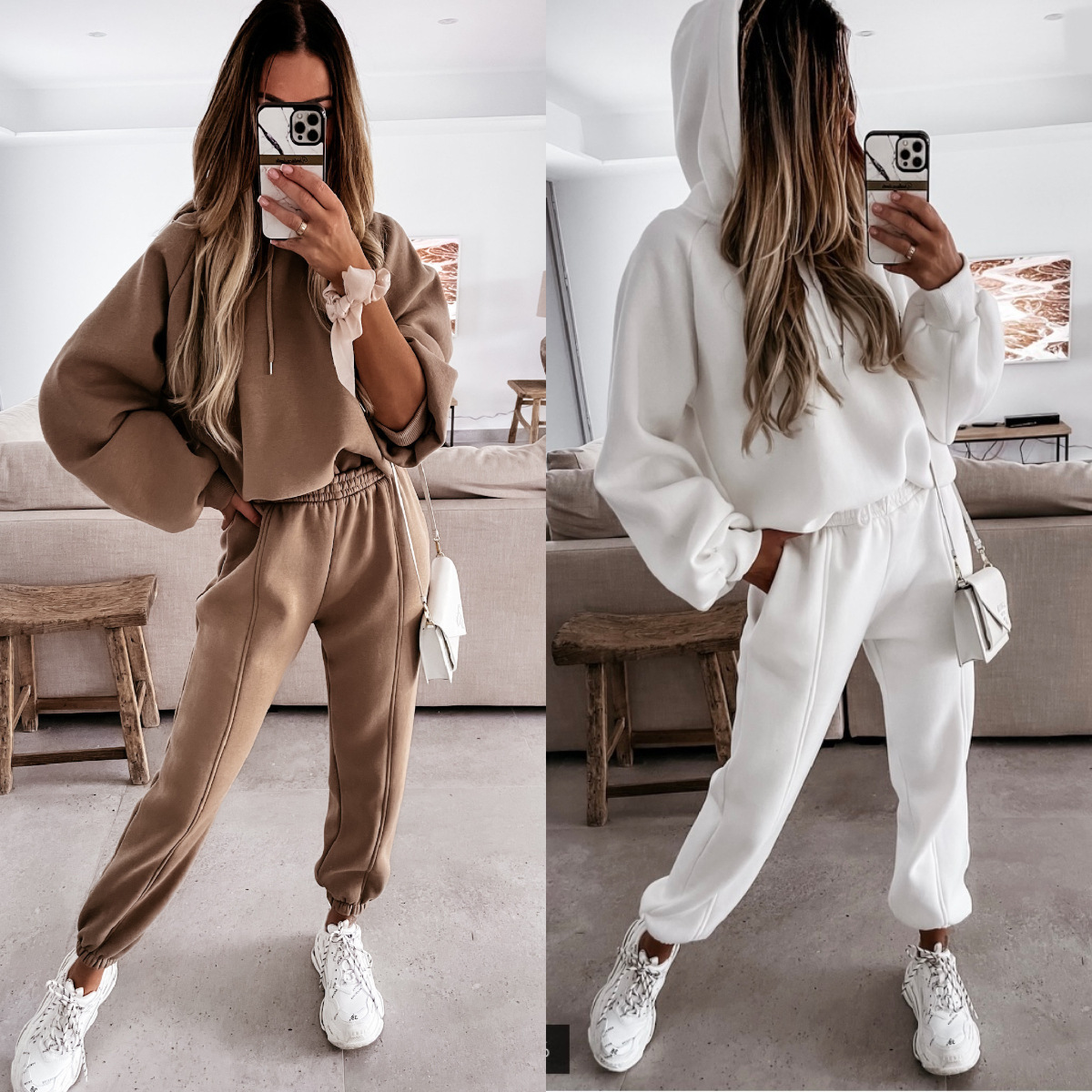 パンツセットアップ フード付きゆったりパンツセットアップ
