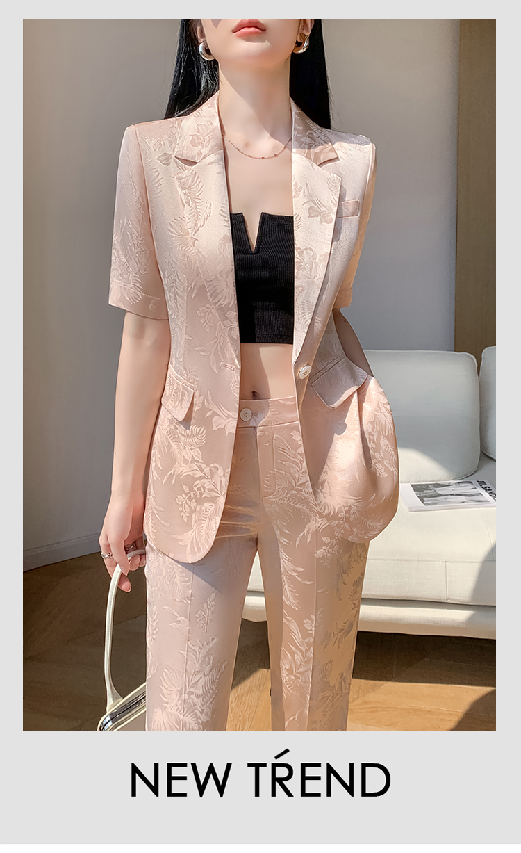 パンツセットアップ 花鳥風月 半袖ジャケットパンツセット