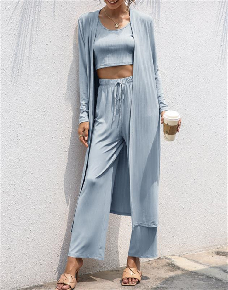 ゆったりワイドパンツセットアップ三点セット