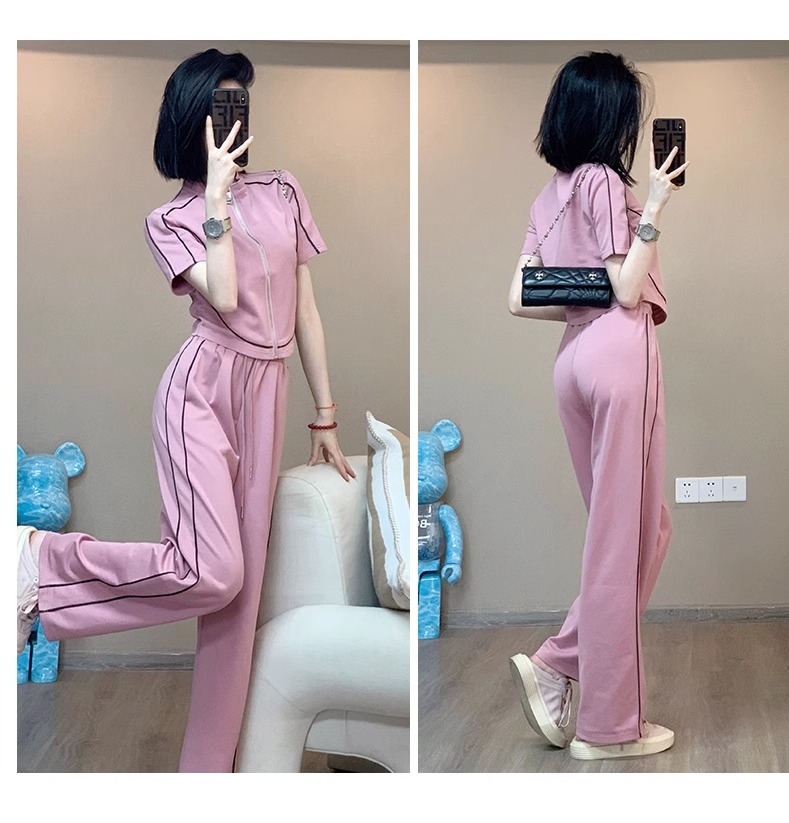 パンツセットアップ パイピングデザイン上品セットアップ