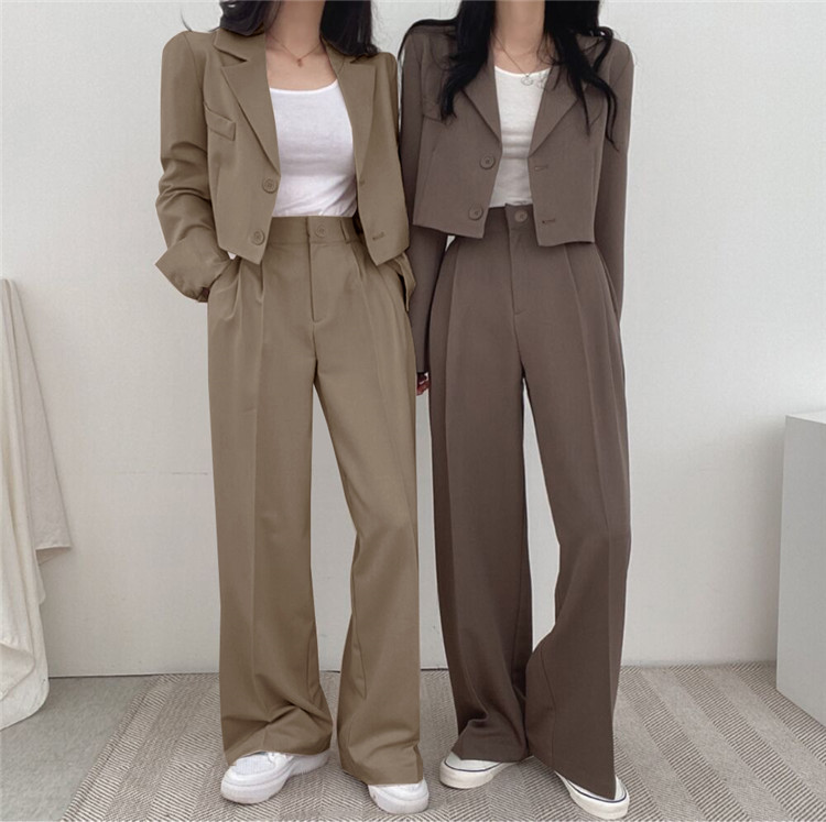 パンツセットアップ 上品シルエット ワイドパンツセット