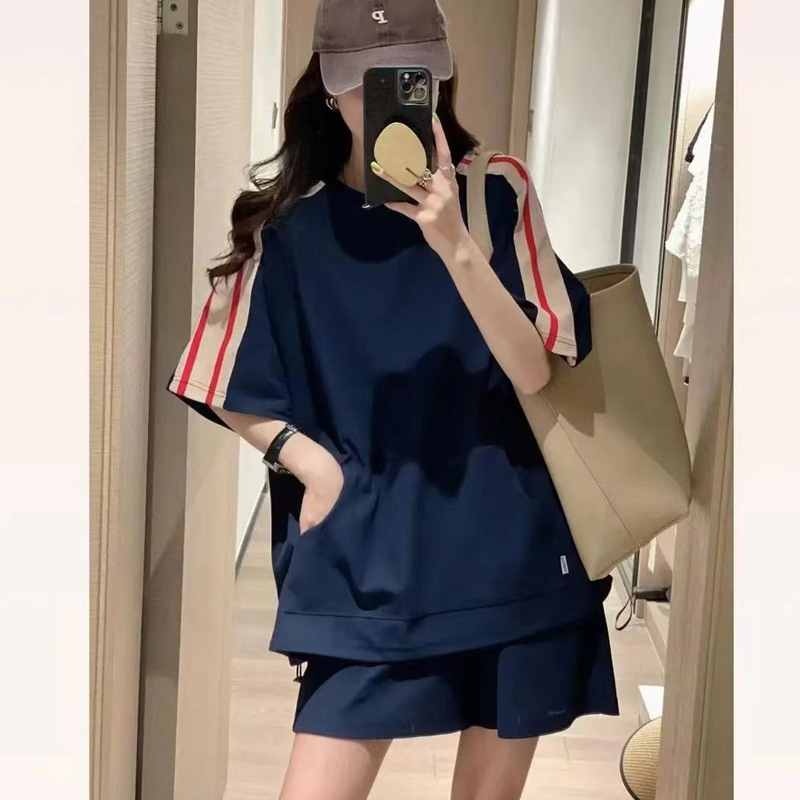 パンツセットアップ ラインデザイン サイドポケット ショートセット