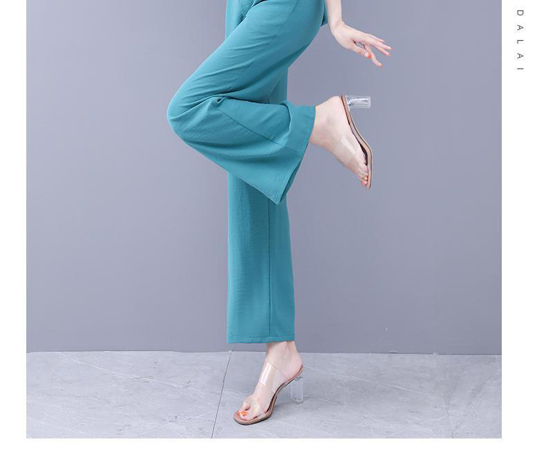 パンツセットアップ 優雅パフスリーブワイドパンツセット