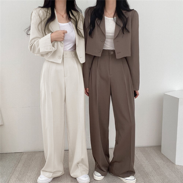 パンツセットアップ 上品シルエット ワイドパンツセット