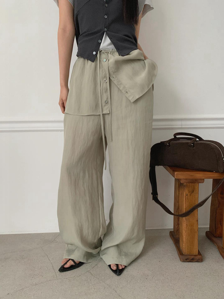パンツセットアップ レイヤード風ワイドパンツセットアップ