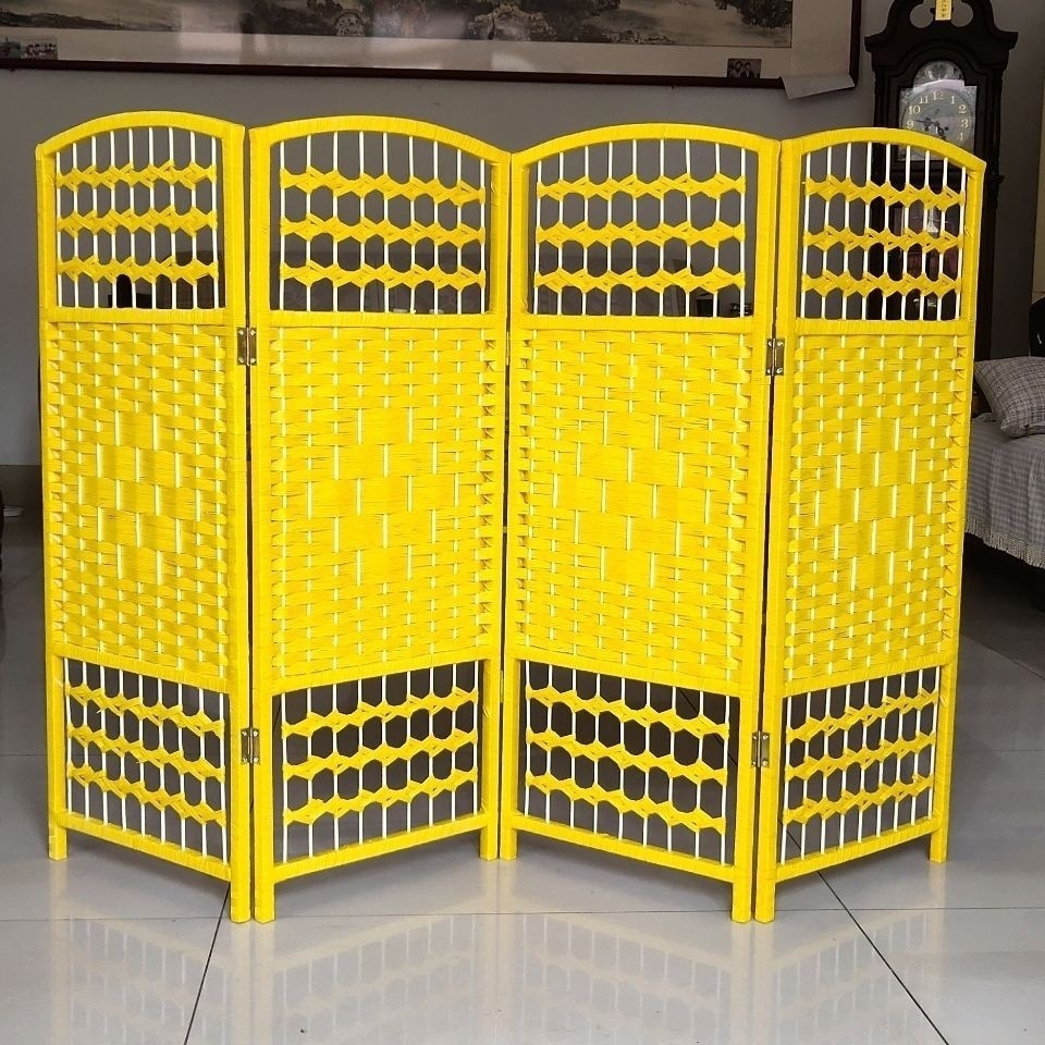 パーテーション 編み込み装飾四連折りたたみ式間仕切り