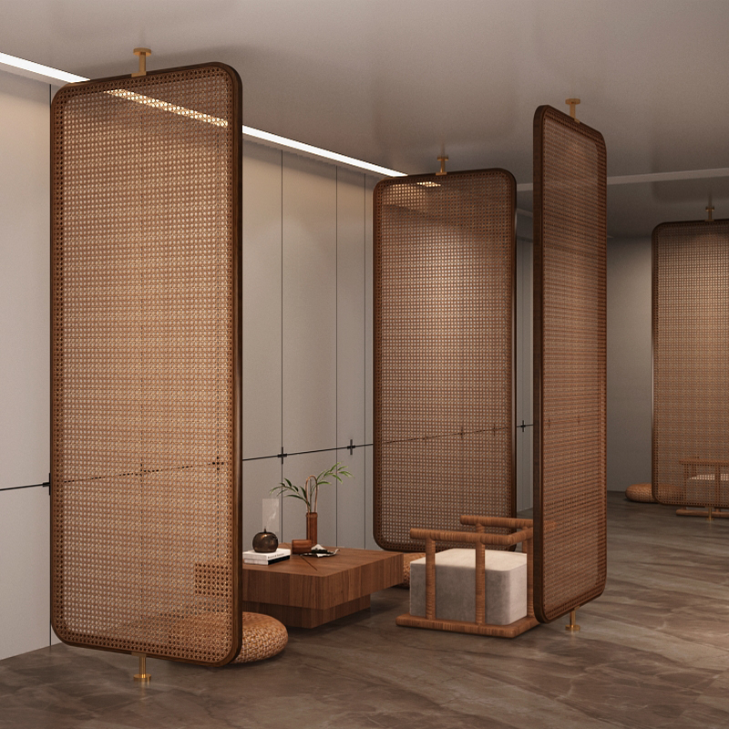 パーテーション 籐編み風天井突っ張り式間仕切りパーテーション