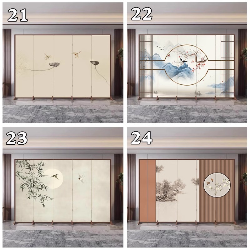 パーテーション 東洋風景画折りたたみ式間仕切り屏風