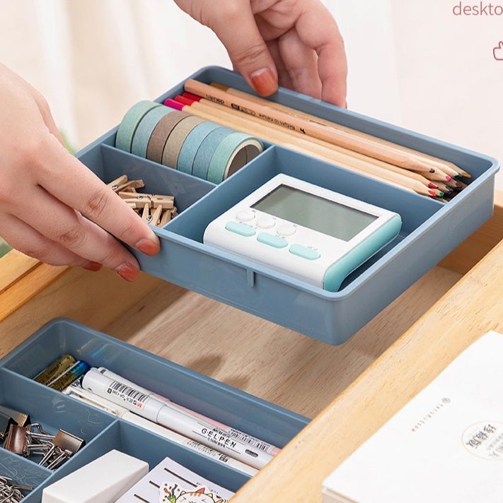 パーテーション 多機能仕切り付き引き出し型卓上収納トレー