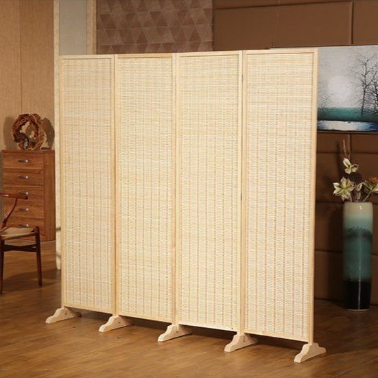パーテーション 天然木フレーム六連編み込みパーテーション