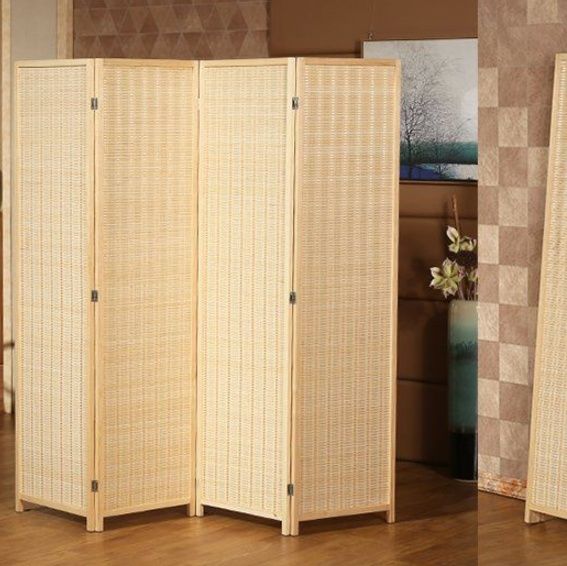 パーテーション 天然木フレーム六連編み込みパーテーション