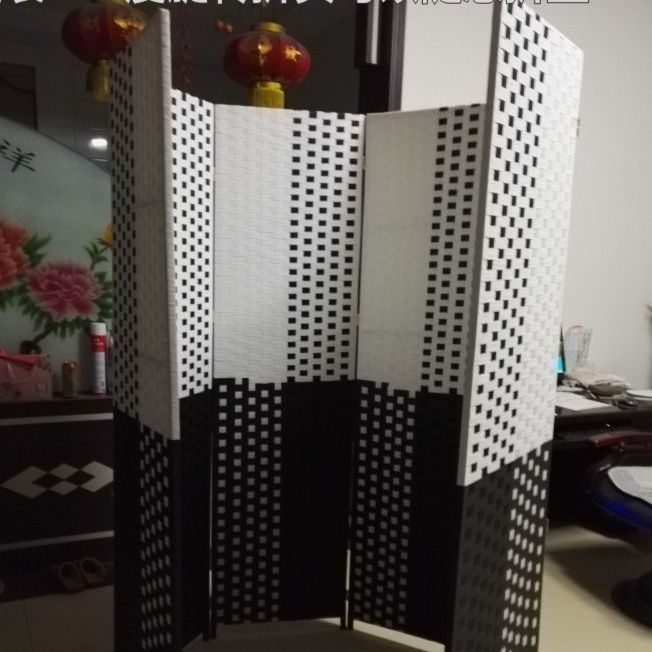 パーテーション 木目調四連折りたたみ間仕切り衝立