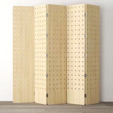 パーテーション 天然木製有孔ボード折り畳み式間仕切り収納衝立