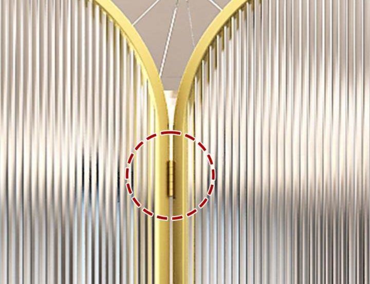 パーテーション 縦線模様ガラスアーチ型三連折りたたみ間仕切り