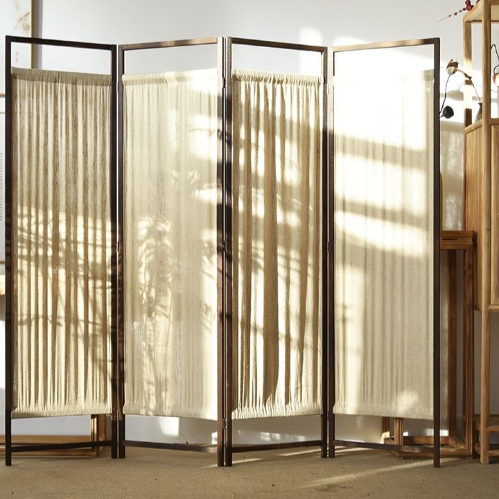 パーテーション 木枠四連式ギャザー布付きパーテーション