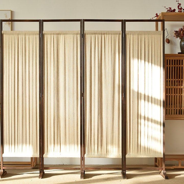 パーテーション 木枠四連式ギャザー布付きパーテーション