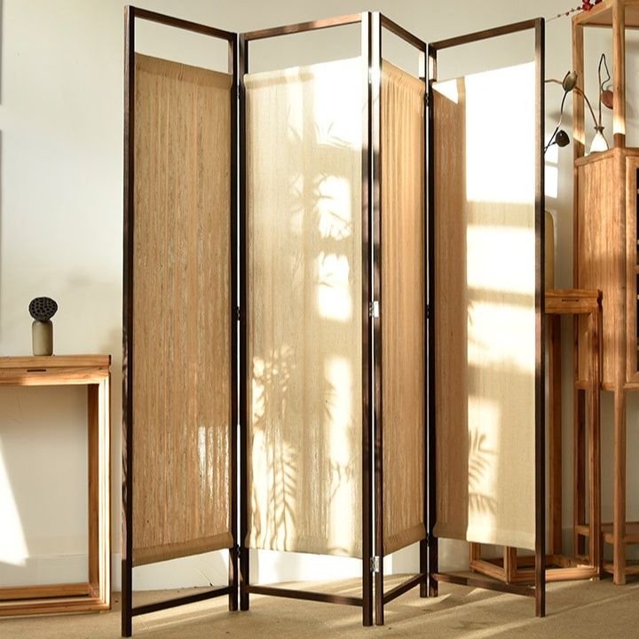 パーテーション 木枠四連式ギャザー布付きパーテーション