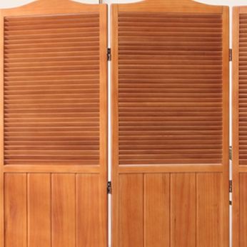 パーテーション 天然木製三連ルーバー間仕切り衝立