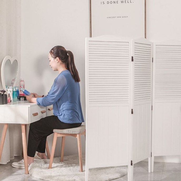 パーテーション 天然木製三連ルーバー間仕切り衝立